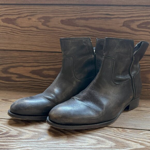 Frye Melissa 9.5 Slouchy Short Leather Dark Brown Ankle Boots Great Condition - Picture 1 of 8